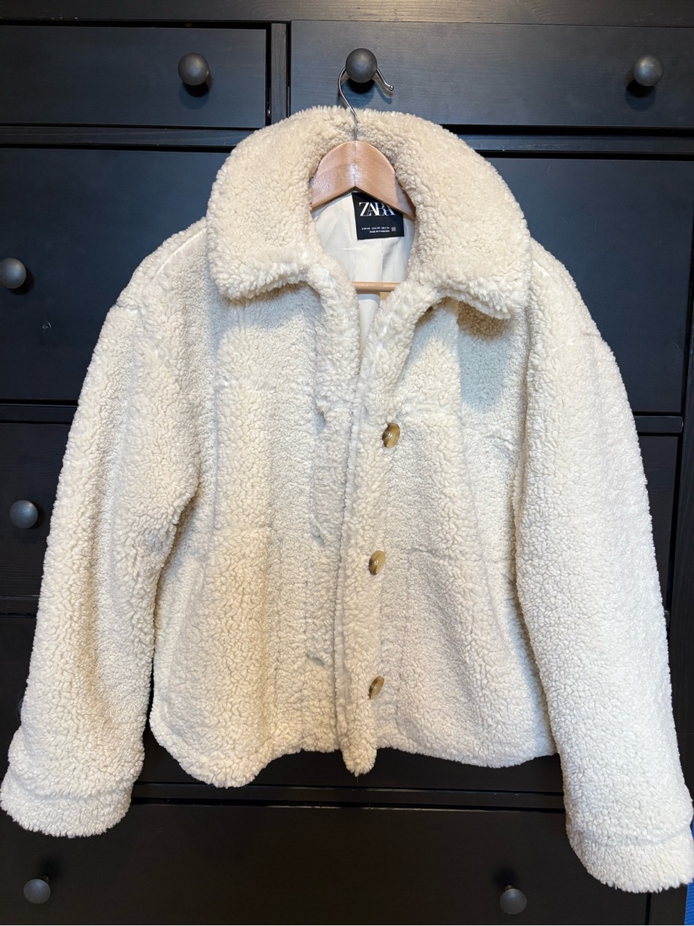 ZARA Women’s XS Cream Sherpa Button-Up Jacket - measurements in pics - Picture 6 of 14